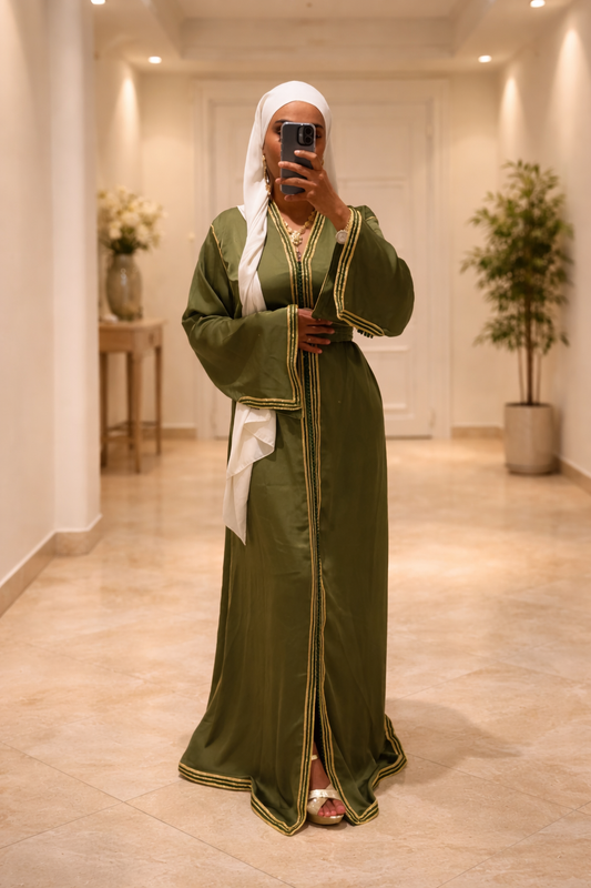 Caftan Vert Olive & Or