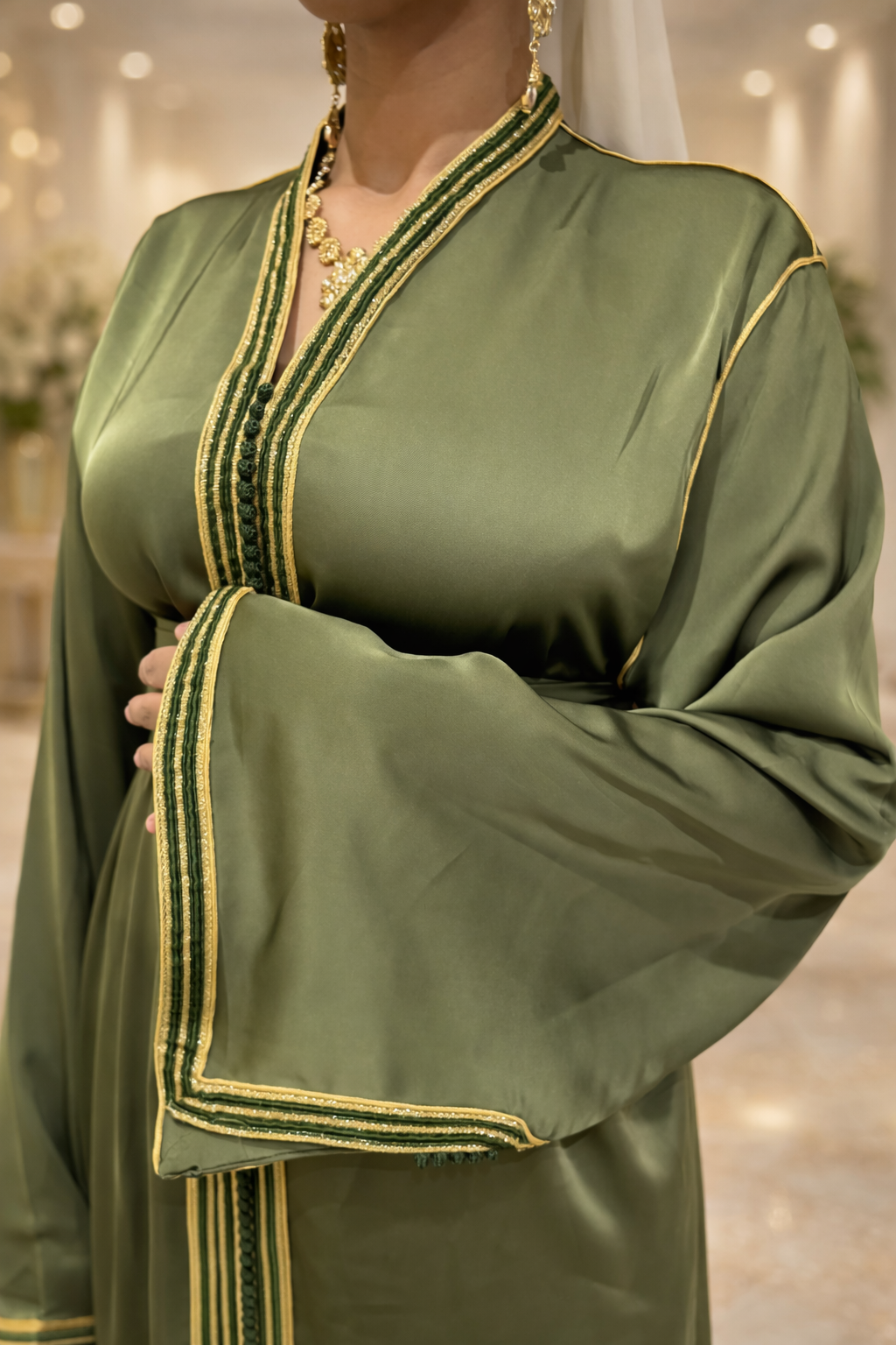 Caftan Vert Olive & Or