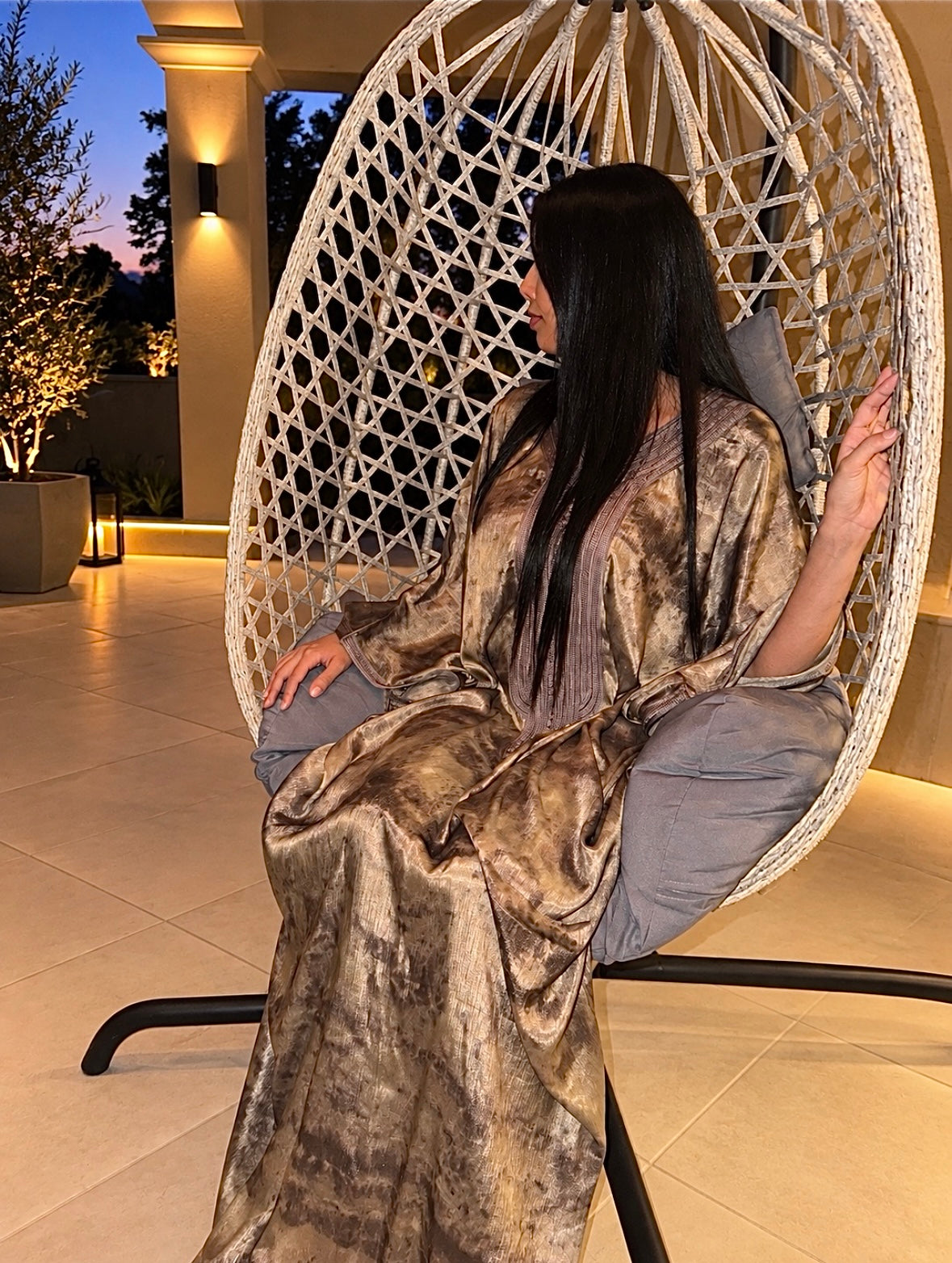 Gandoura Satinée Taupe & Bronze