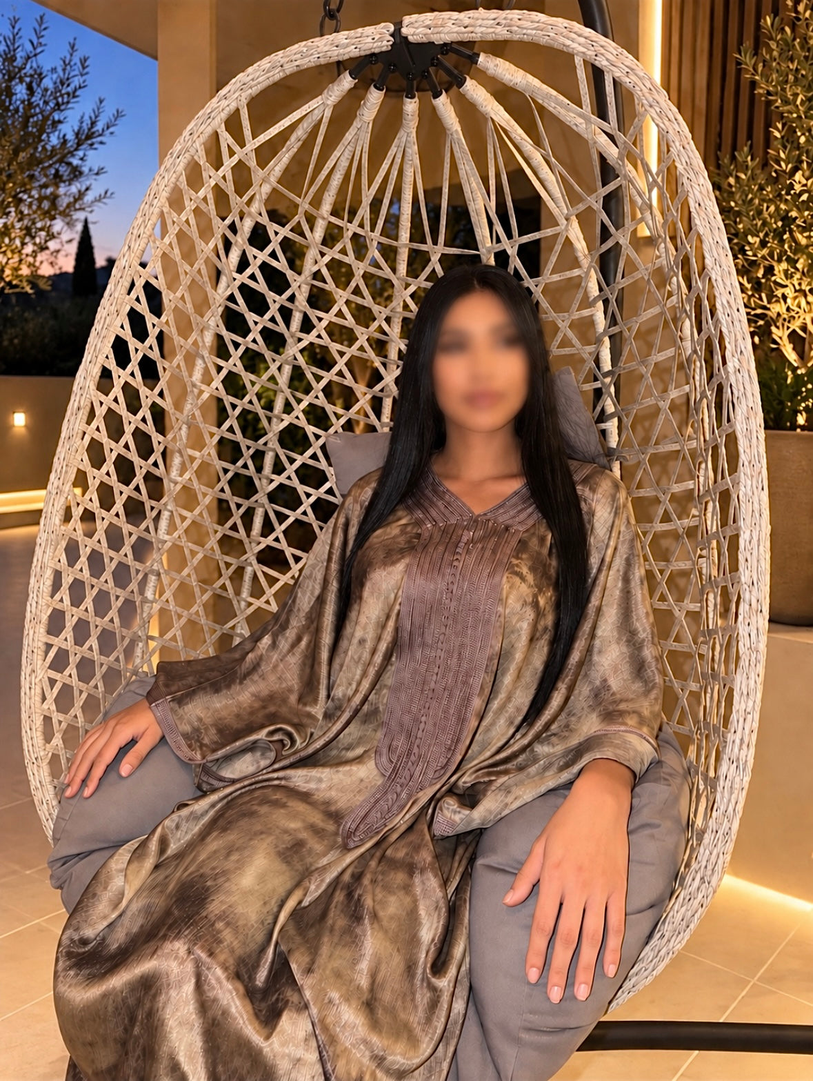 Gandoura Satinée Taupe & Bronze